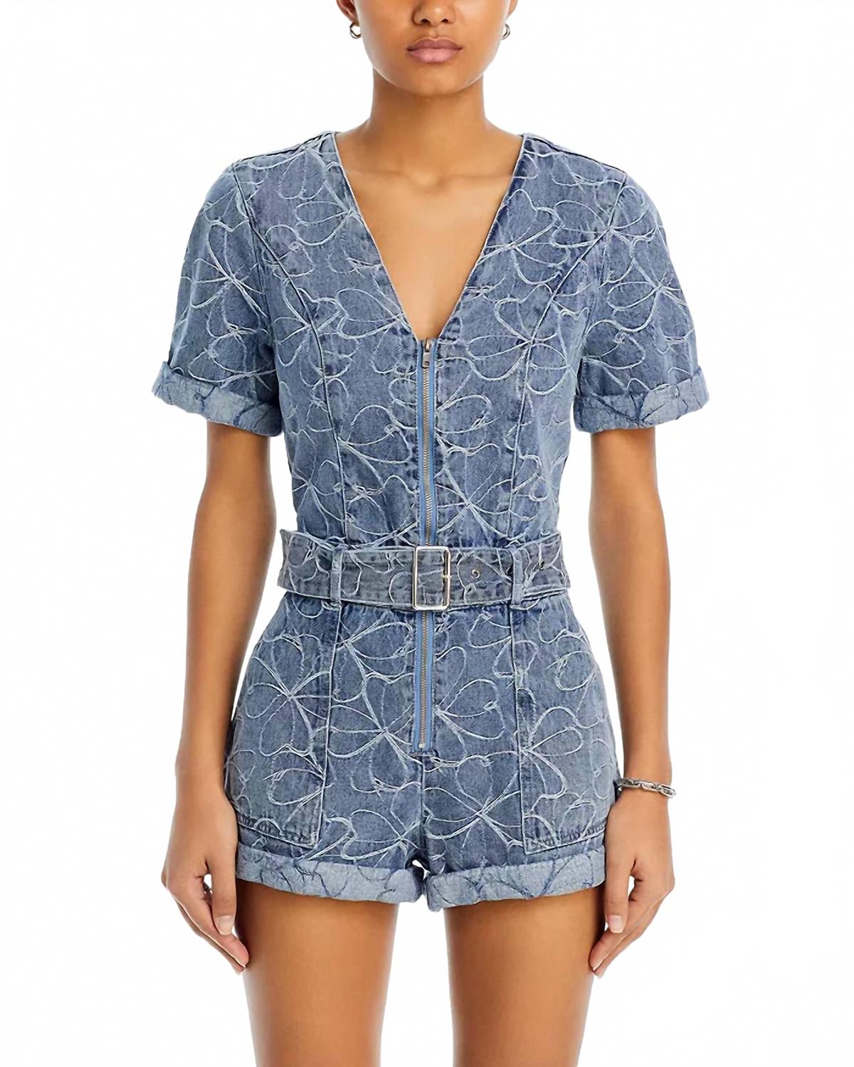 

Ромпер Galilea Denim в индиго с цветочным принтом Ramy Brook