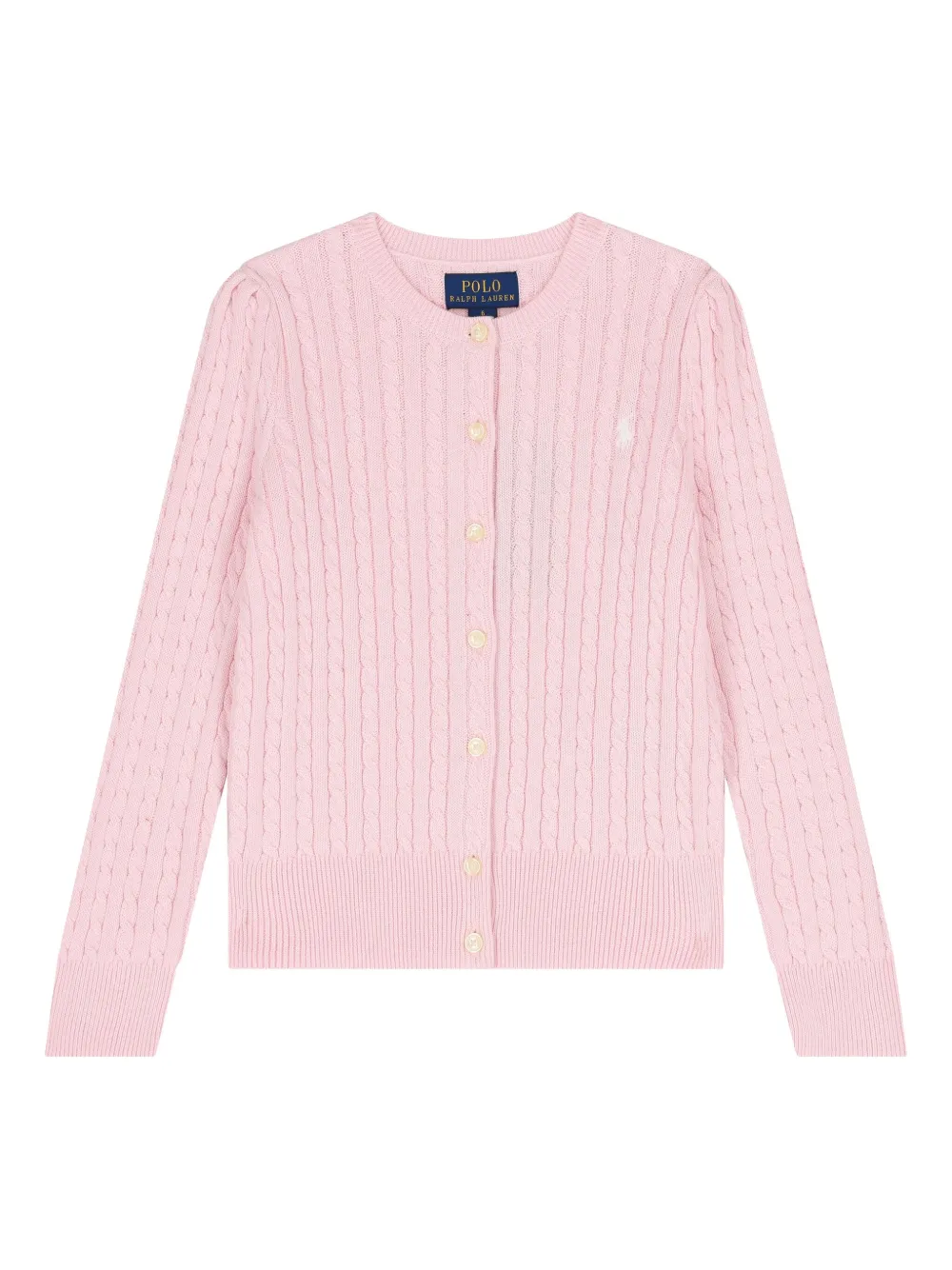 

Кардиган с пуговицами, связанный косами POLO RALPH LAUREN KIDS, розовый