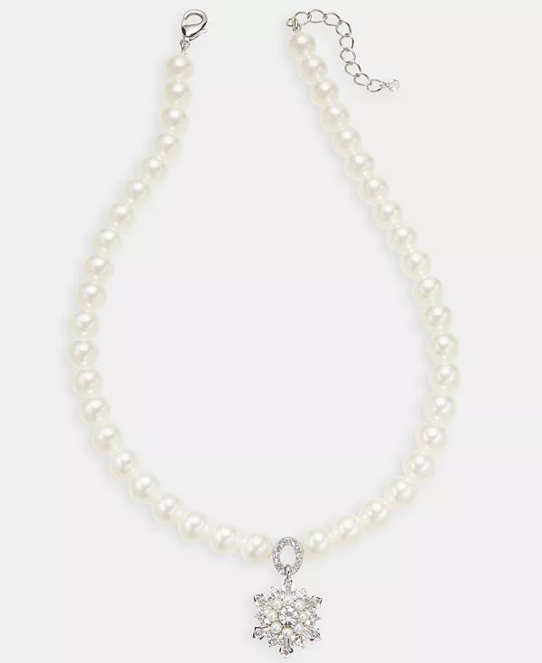 

Ожерелье с подвеской в виде снежинки из искусственного жемчуга серебристого оттенка, 17-1/2 дюйма + удлинитель 2 дюйма Holiday Lane, gold