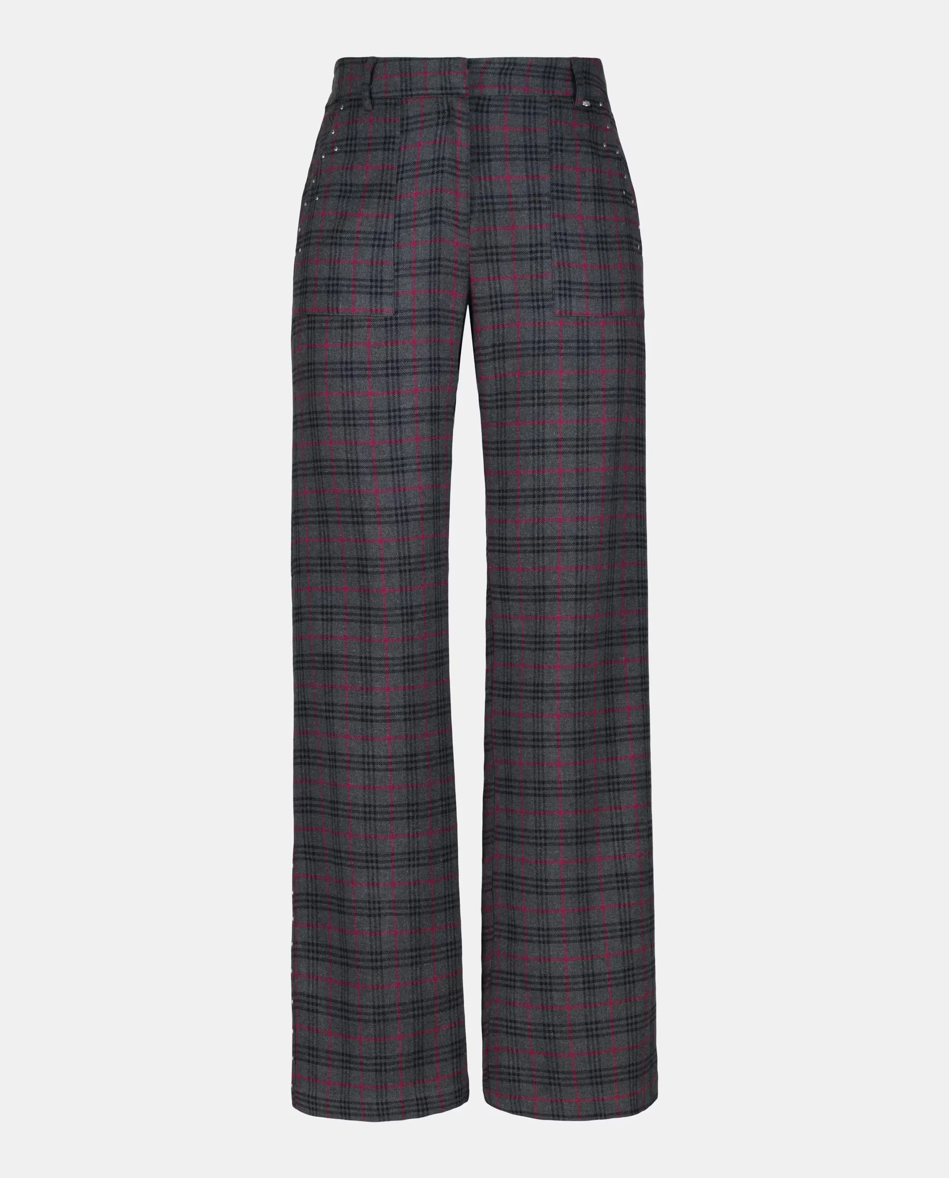 

Женские брюки в клетку с заклепками Green Coast, антрацит