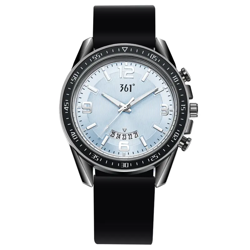 

361° Часы мужские с кварцевым механизмом и силиконовым ремешком, черный циферблат