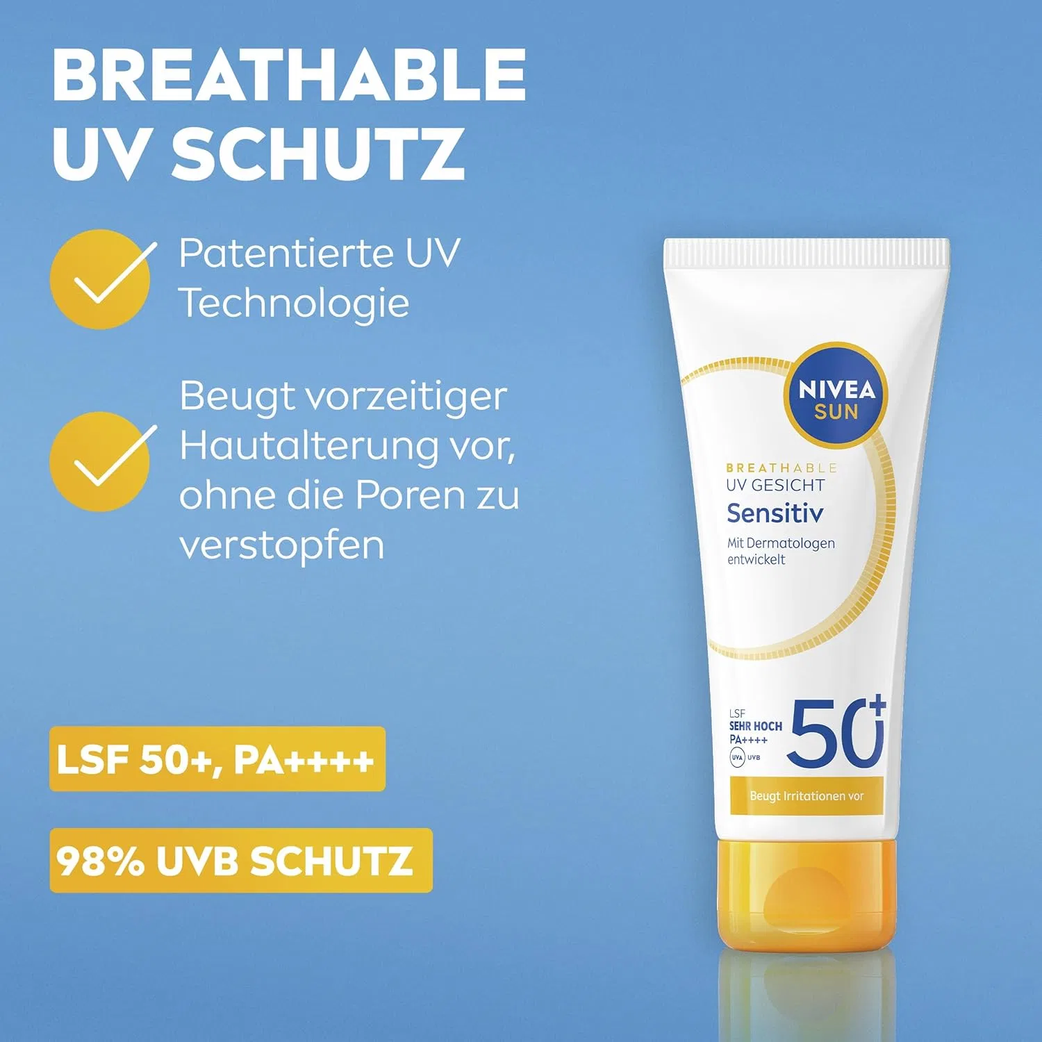 Солнцезащитный крем для чувствительной кожи SPF 50+ «UV Face Sensitive» от NIVEA SUN Nivea Sun — фото 2