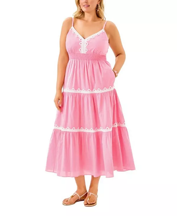 

Хлопковое миди-платье Zanna Lilly Pulitzer, розовый