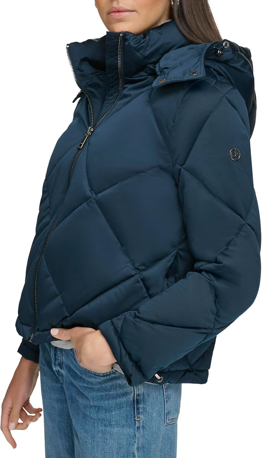 Женская стеганая куртка Calvin Klein, Quilted Hood Dark Navy — фото 3