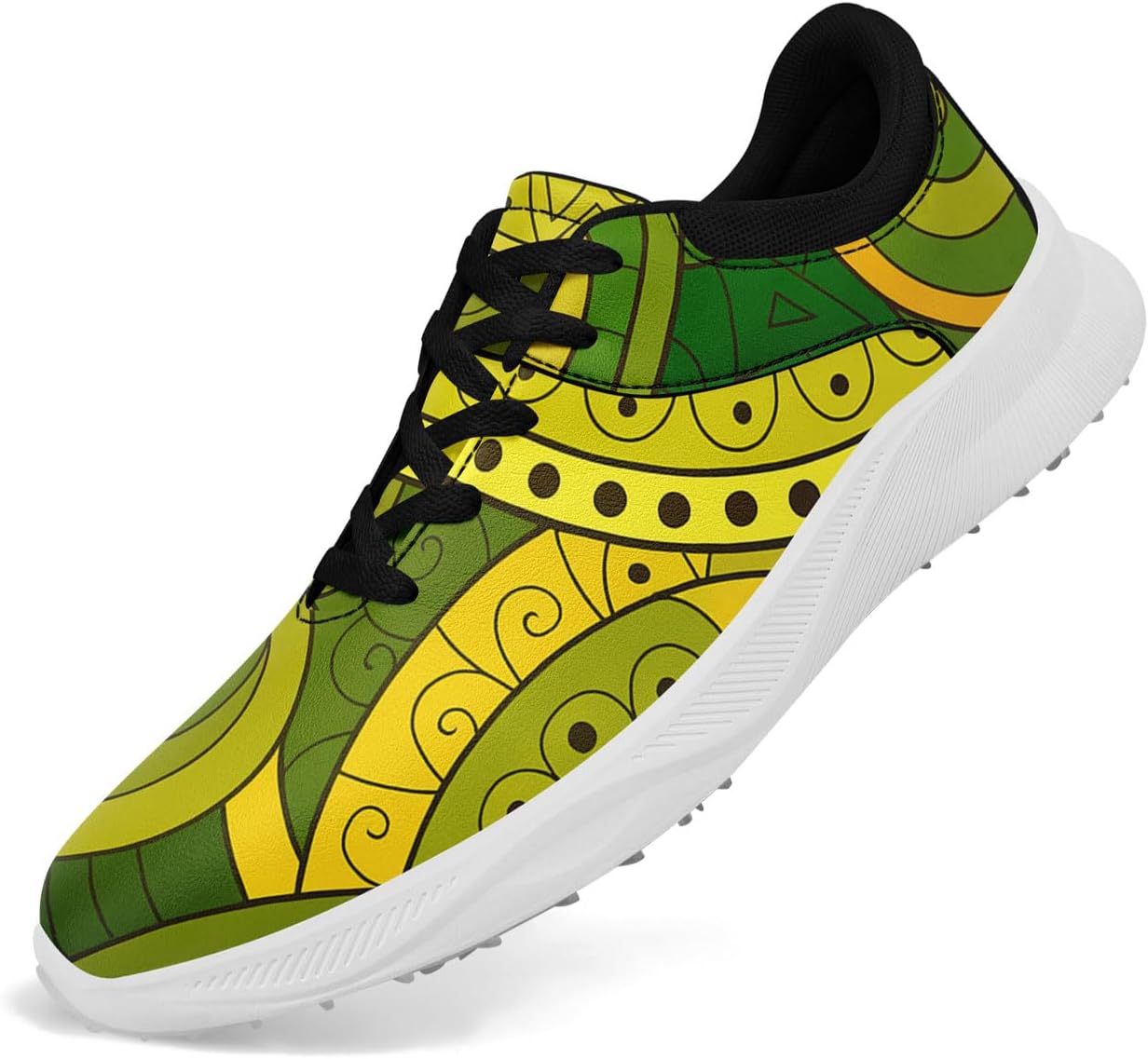 

Мужские и женские модные гольф-туфли с принтом мандалы, яркие, дышащие, без шипов, стильные, удобные, на шнуровке, кроссовки для гольфа Coolcustomize, белый/черный/зеленый/желтый