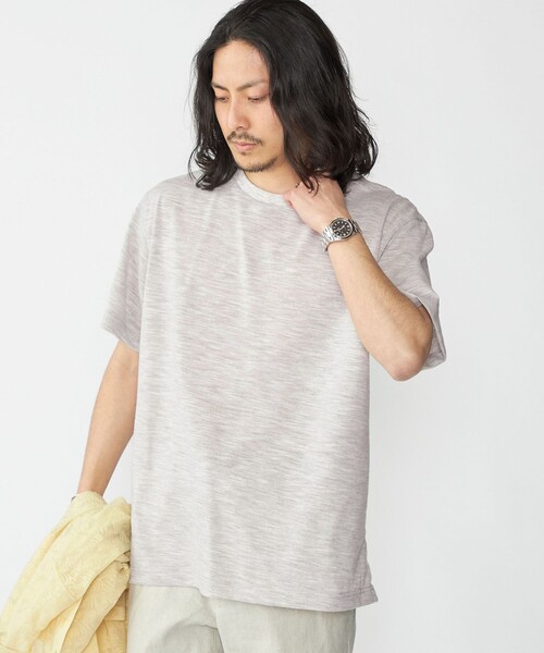 

Футболка с коротким рукавом, фактурная ткань под лен SHIPS, светло-серый