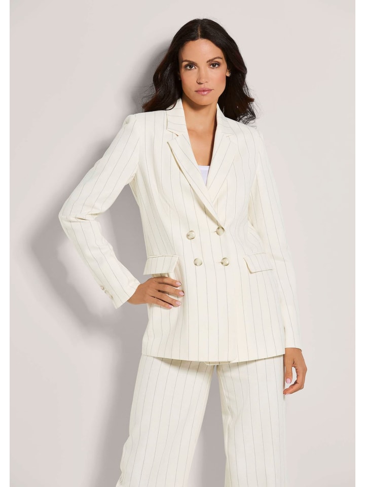 

MADELEINE Плиссированный пиджак в тонкую полоску жемчужно-белого/серого цвета