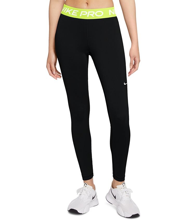 

Женские леггинсы со средней посадкой и сетчатыми вставками Pro Nike, цвет Black/volt/white