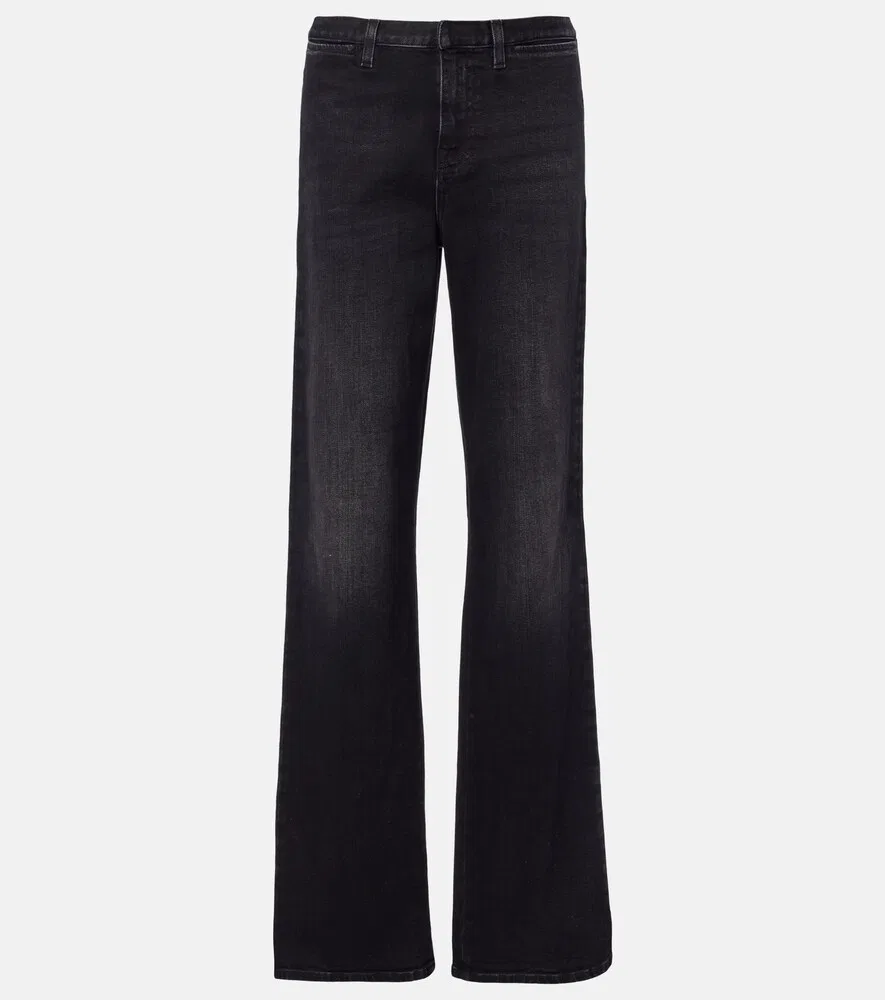 Джинсы Gucci Web Stripe, прямой крой, черный