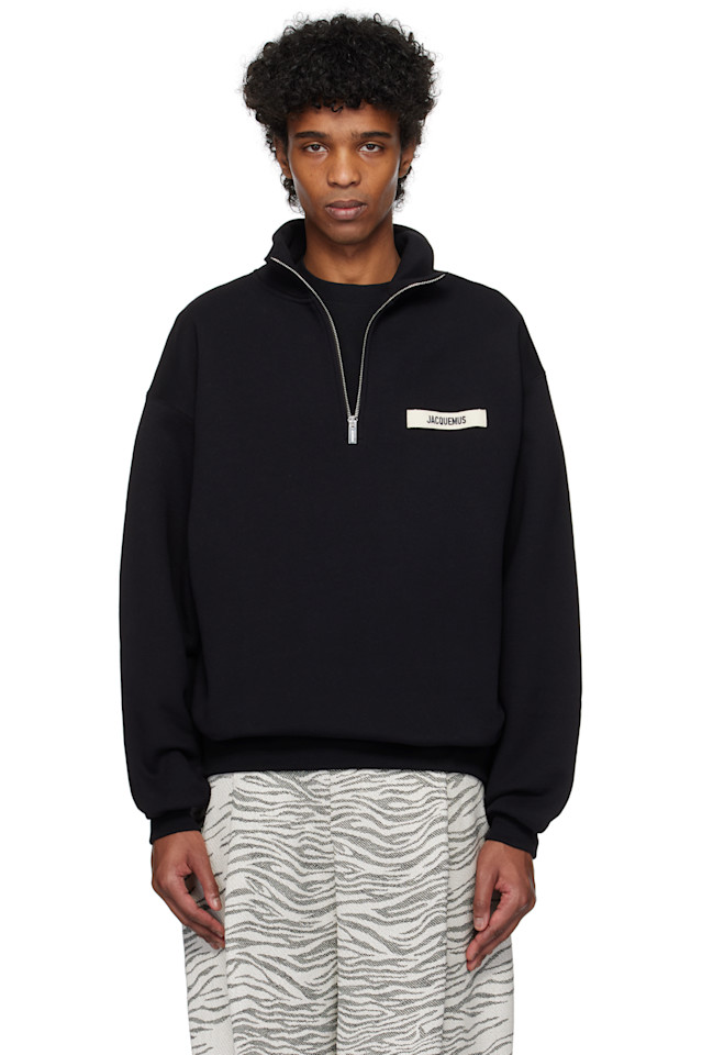 

Гро-греновый свитшот с молнией и воротником-стойкой Jacquemus, черный