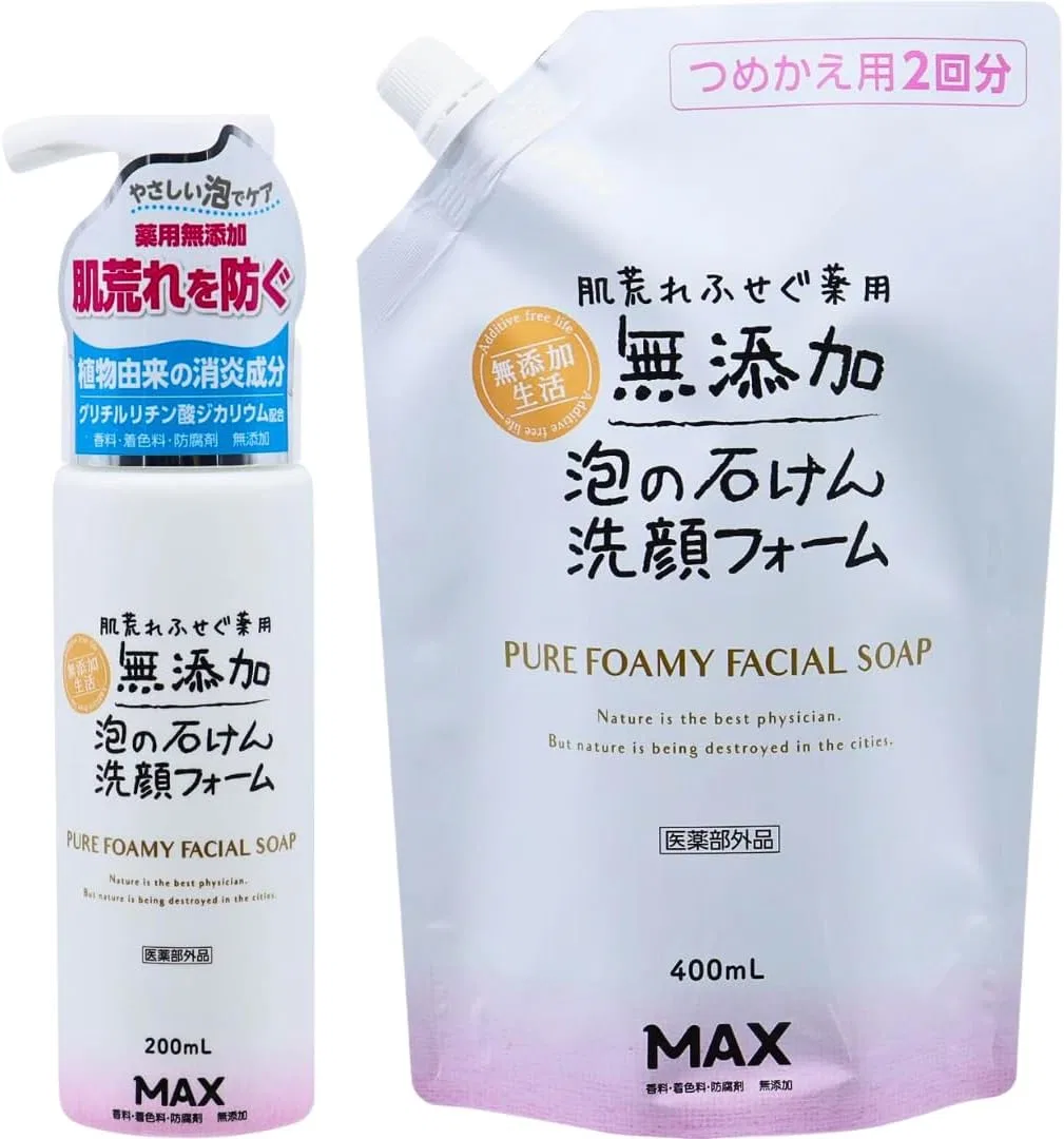Очищающая пенка для лица Max Skin Rough Prevention, лечебная, без добавок, 200 мл + 400 мл (набор)