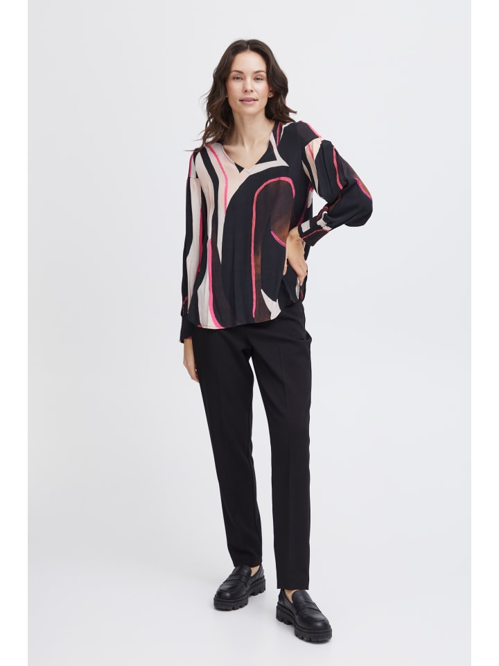 

Блузка с длинными рукавами FRLENA, прямого кроя, черного цвета, AOP SO24 01D Fransa