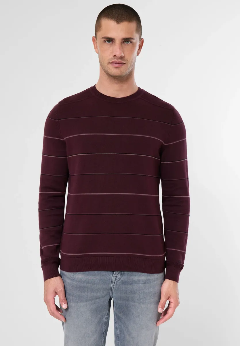 

Свитер в полоску STREET ONE MEN из чистого хлопка, красный