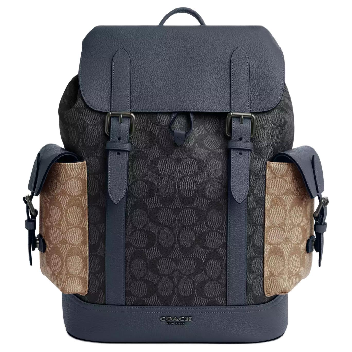 

COACH Подписная кожаная сумка-рюкзак большого размера мужская угольно-серая и хаки и джинсовая