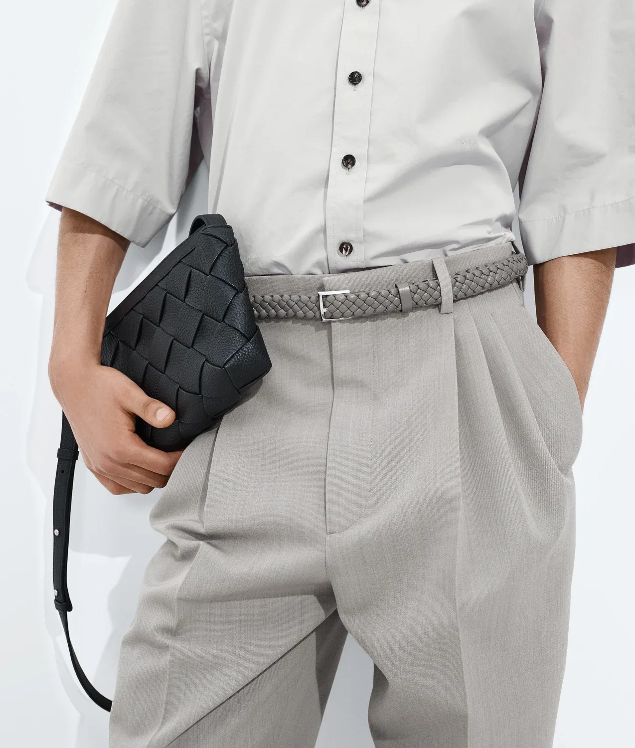 Пояс Solo BOTTEGA VENETA, серый — фото 2