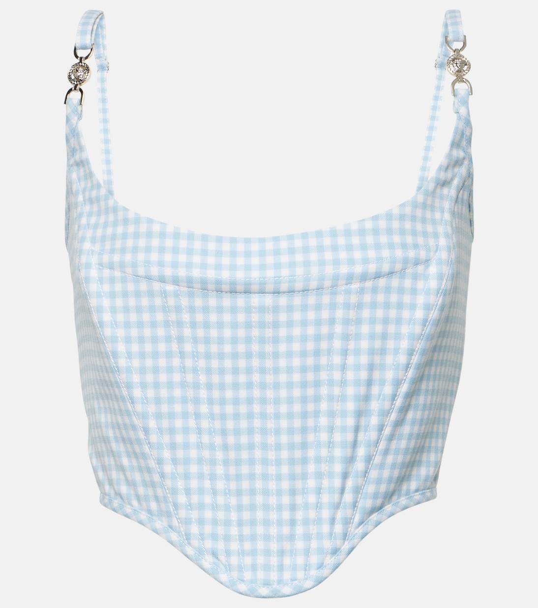 

Бюстье из натуральной шерсти в клетку Medusa '95 Versace, Pale Blue + White