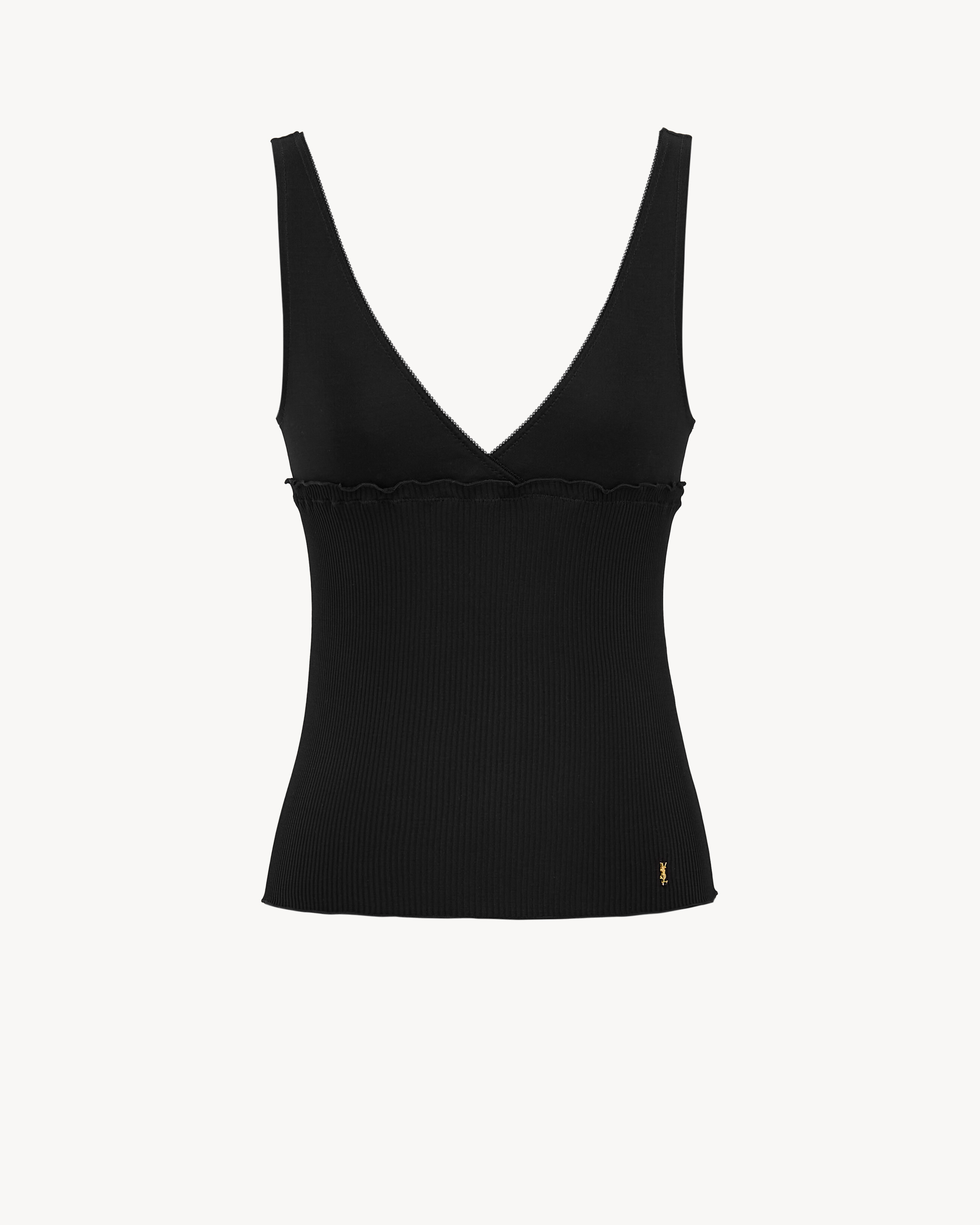 

Топ CASSANDRE из ребристого шелкового джерси SAINT LAURENT, черный