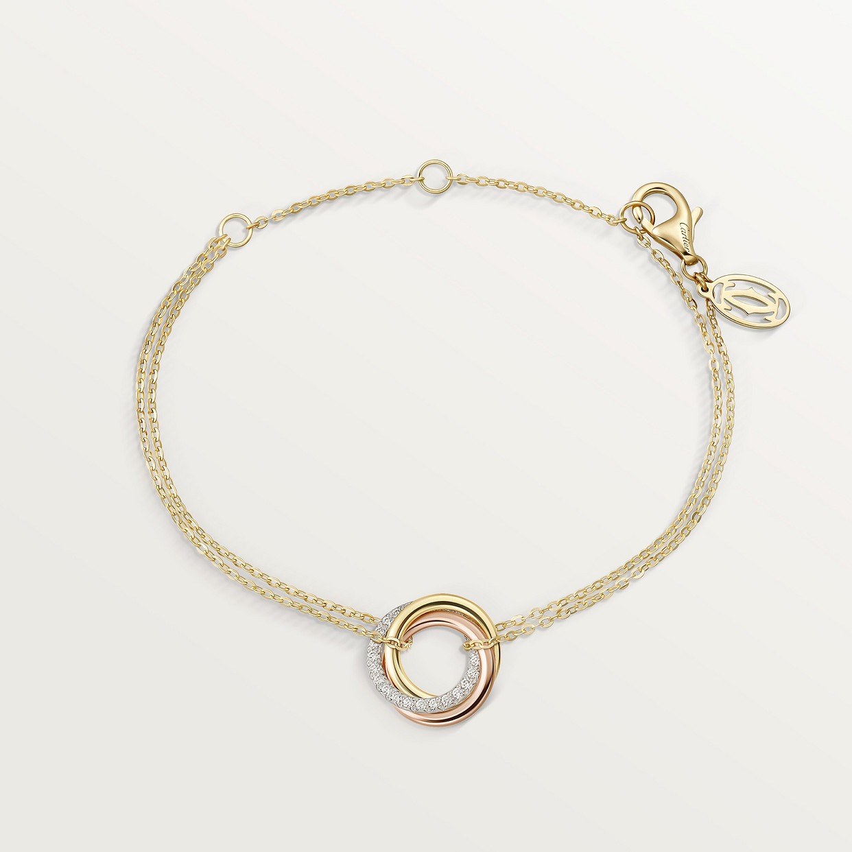 

Браслет Cartier Bracelet Trinity, на цепочке, бриллианты, белое золото