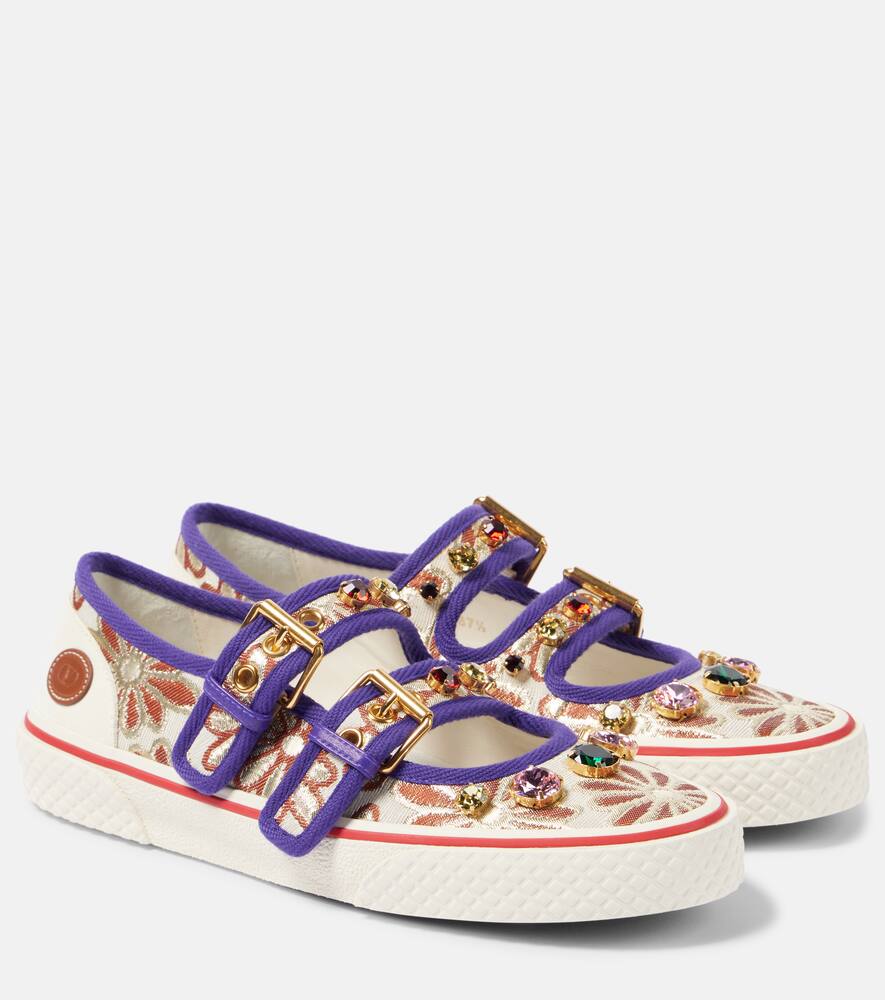 Детские кеды в стиле Мэри Джейн с цветочным принтом Valentino Garavani, Daisy Latte-Oro/Iv