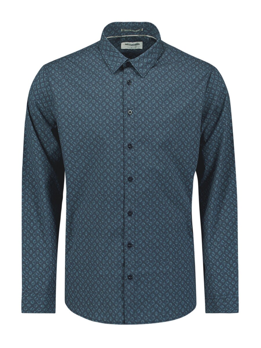 

Рубашка на пуговицах классического кроя No Excess, Cyan blue/Dark blue