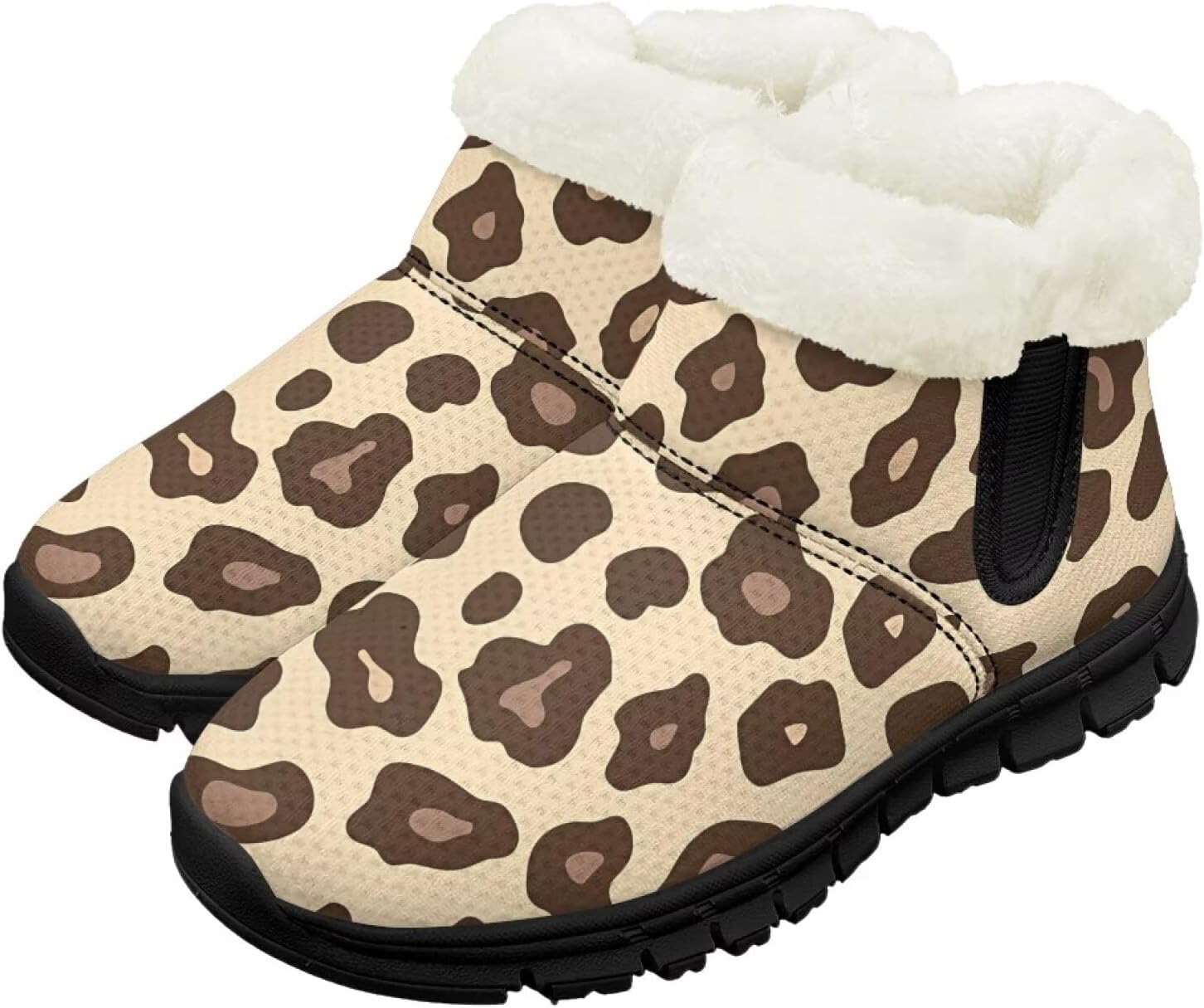 

Детские водонепроницаемые зимние ботинки для снега - теплые, с меховой подкладкой для мальчиков и девочек (малыши/маленькие дети/старшие дети), черная подошва Pzuqiu, Leopard6