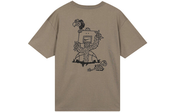 Футболка Men's Nike Cartoon Printing Round Neck Short Sleeve Olive Grey T-Shirt, серый — фото 2
