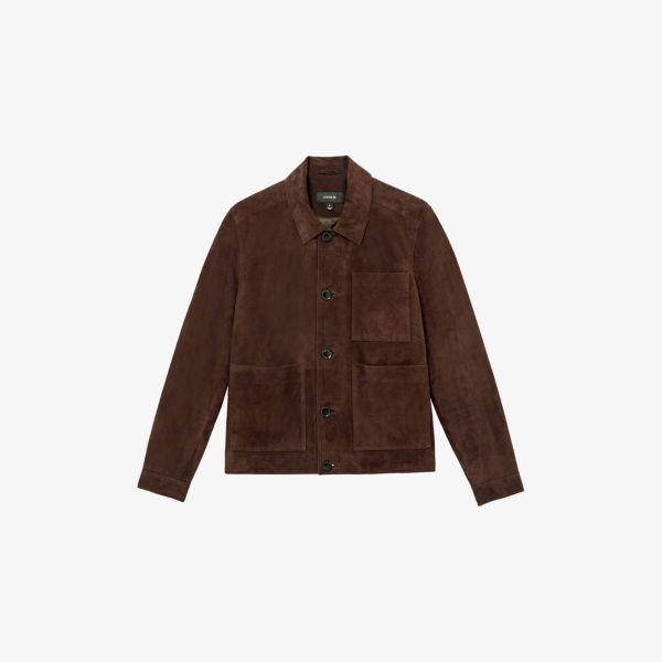 

Куртка из замши Wilstead с накладными карманами Reiss, коричневый