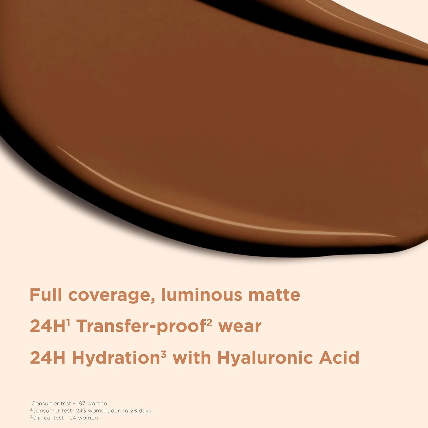 Clarins Skin Illusion Longwear Full Coverage Foundation, матовое сияние, 24 часа стойкости и увлажнения, естественный вид, устойчивость к переносу, поту и размазыванию, с гиалуроновой кислотой, 30 мл, 119.5C Deep espresso with cool undertones — фото 3