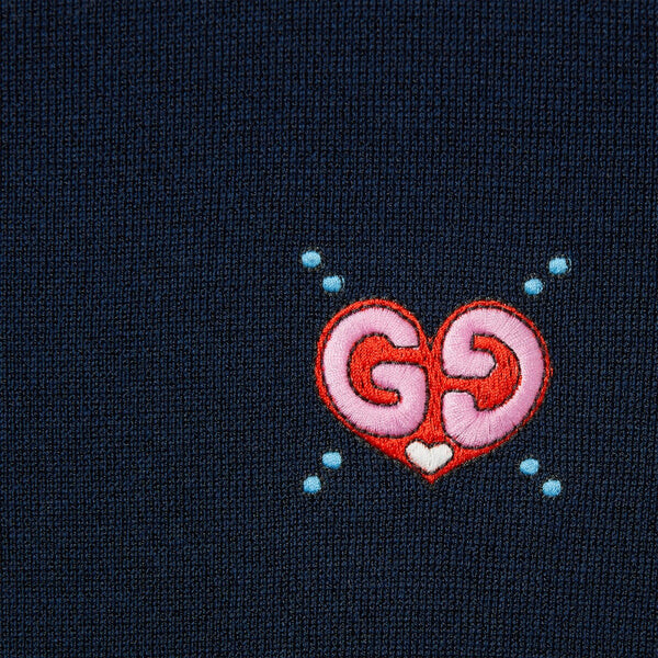 Свитер fine knit sweater with embroidery 'navy' Gucci, синий — фото 4