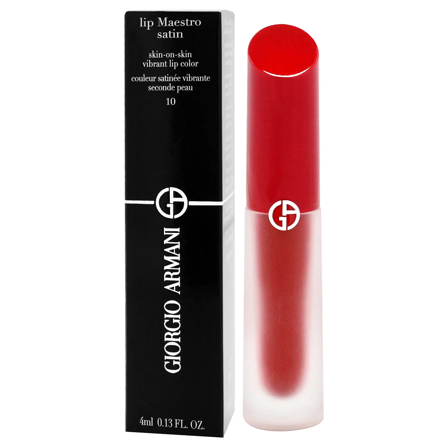 Стойкая сатиновая помада Lip Maestro - 10 In Love от Giorgio Armani для женщин - 0,13 унции, красный — фото 4