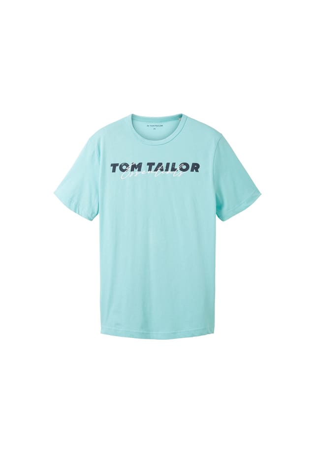 

Футболка с коротким рукавом и принтом логотипа спереди Tom Tailor, голубой