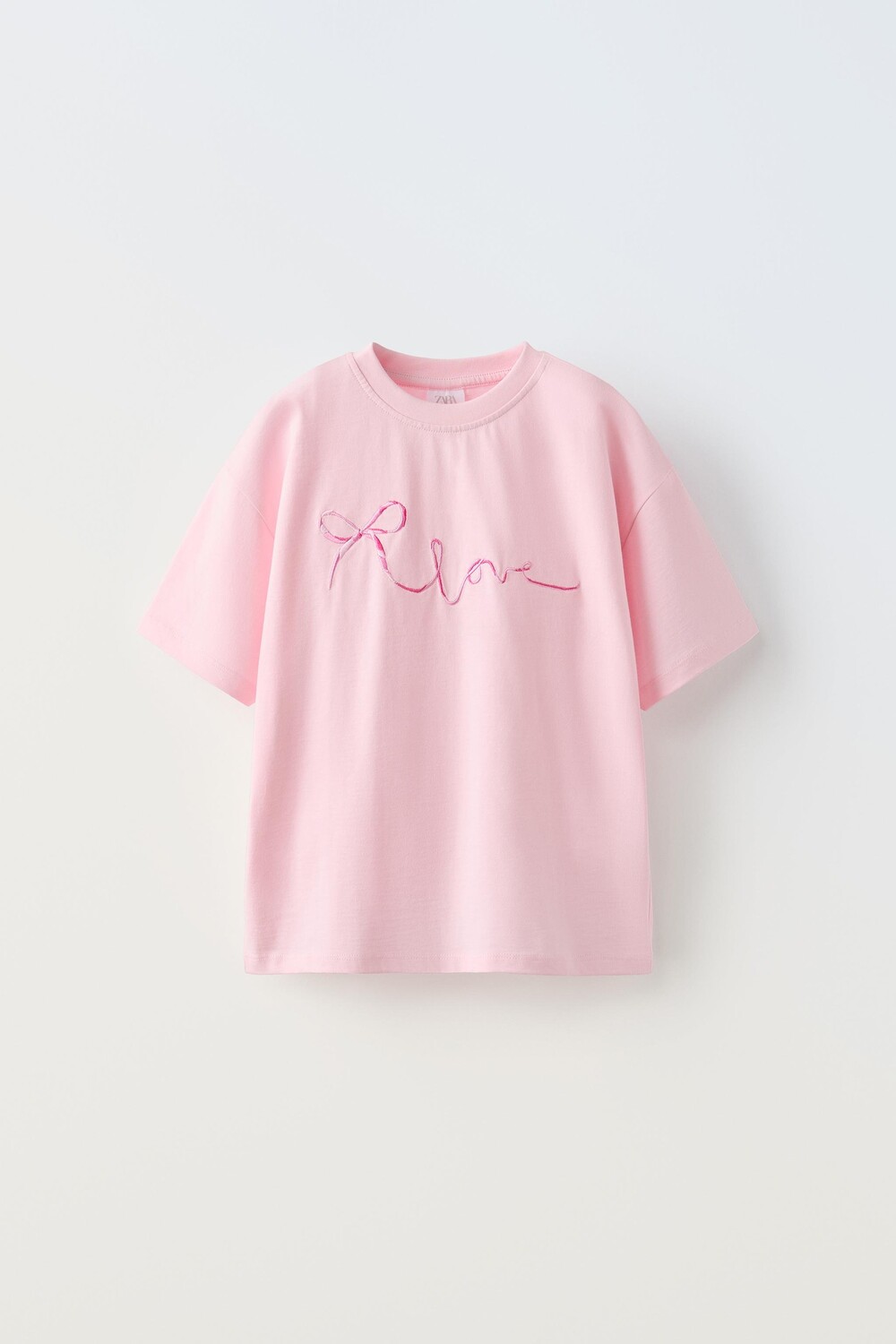 

Футболка с вышитым бантом ZARA, розовый