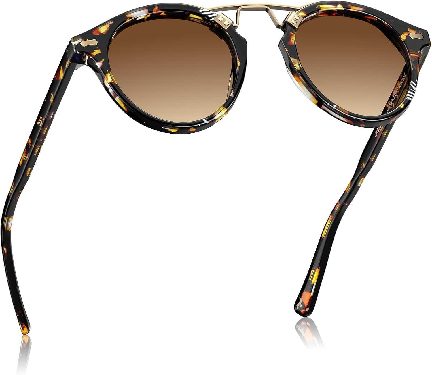 

Солнцезащитные очки CARFIA с двойной перемычкой, маленькие, из ацетата, поляризованные, в стиле ретро с металлическими оправами, модные круглые очки для женщин, 3. Tortoise Frame Gradient Brown Lens