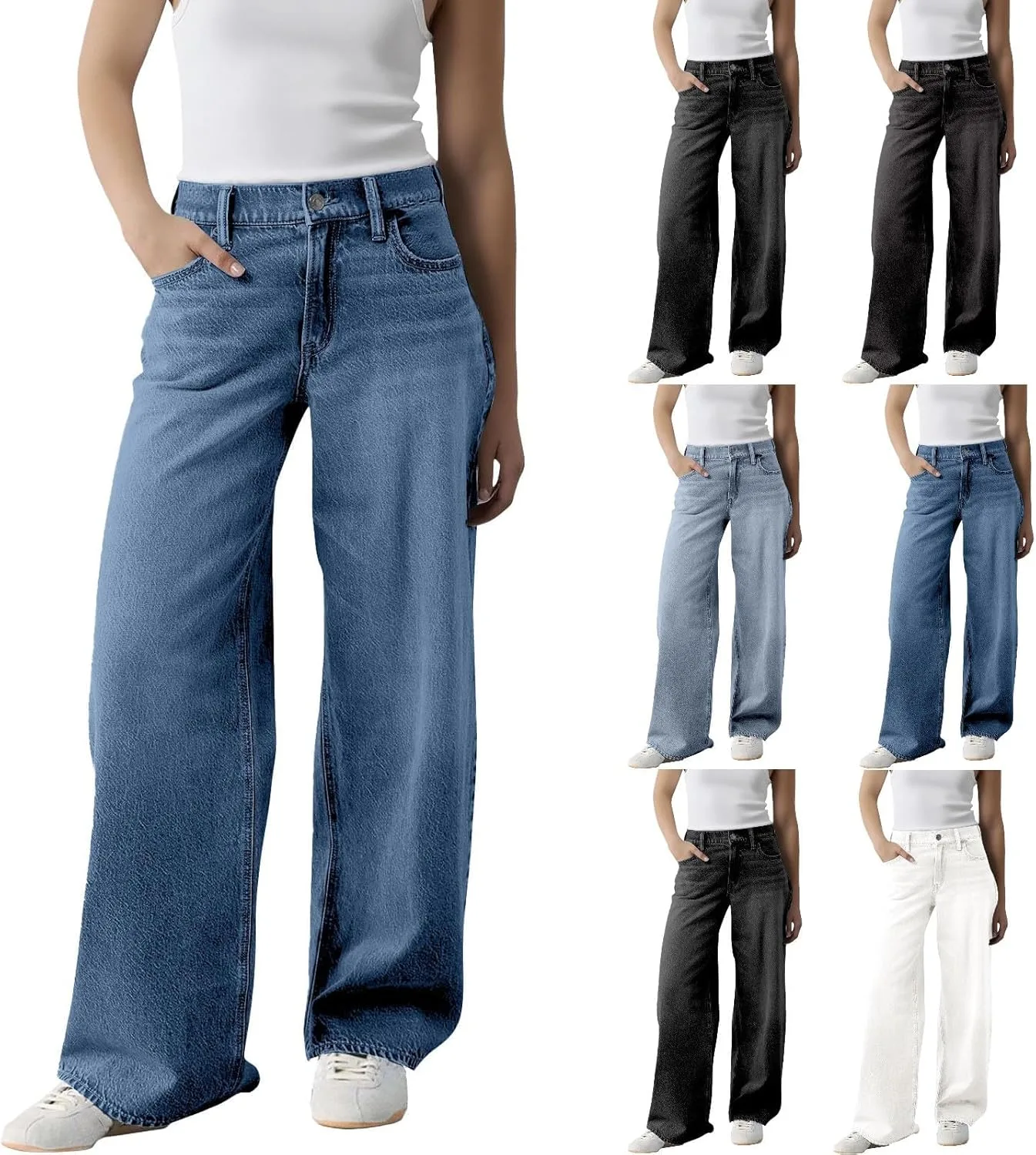 

Женские джинсы-джоггеры широкие на резинке