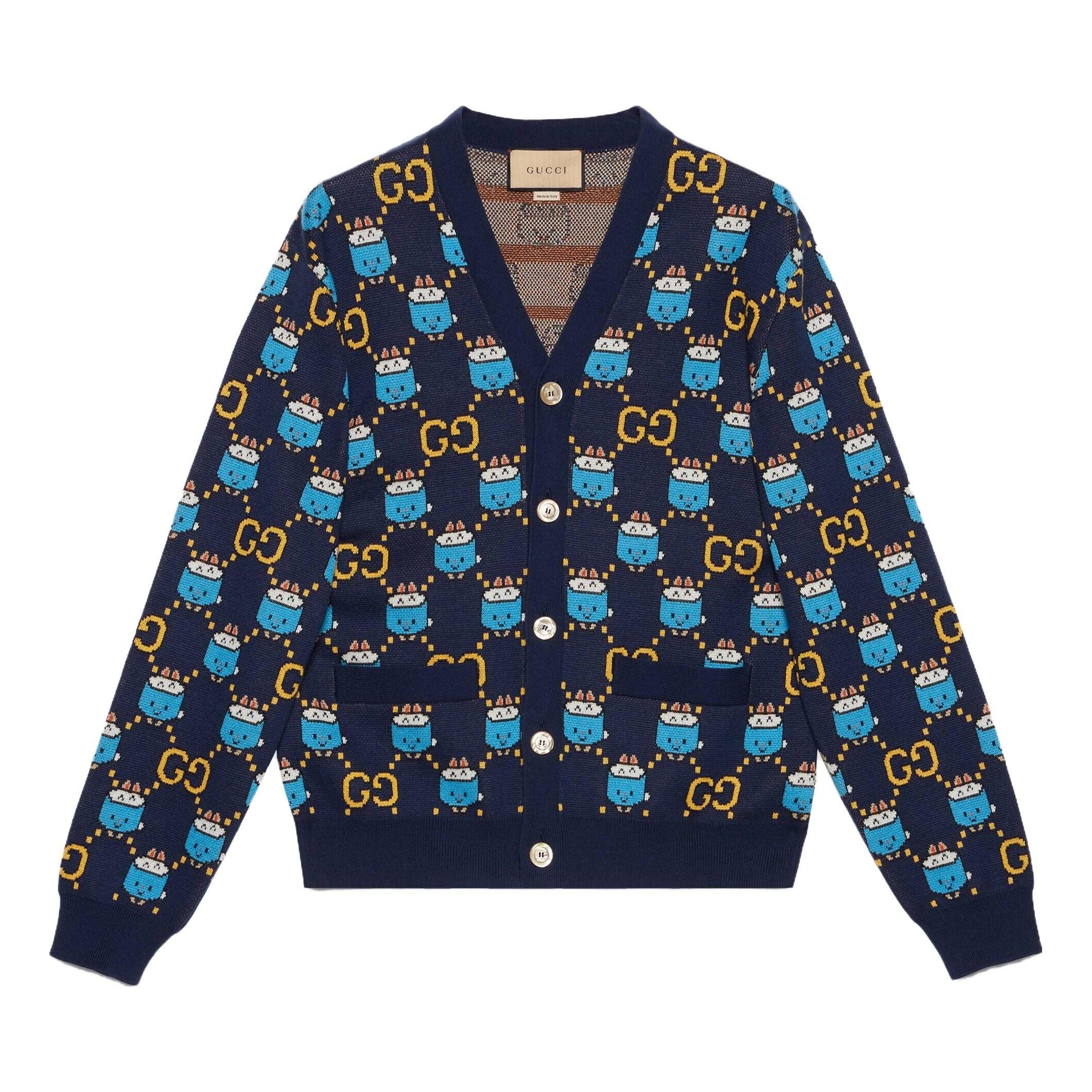 

Кардиган Gucci GG Animal Cotton Wool Jacquard Cardigan 'Blue' 736024-XKC2Q-4804, синий