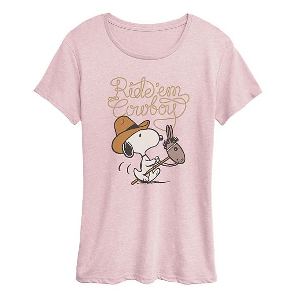 

Футболка с принтом Peanuts Snoopy Ride 'em Cowboy Licensed Character, Heather Pink