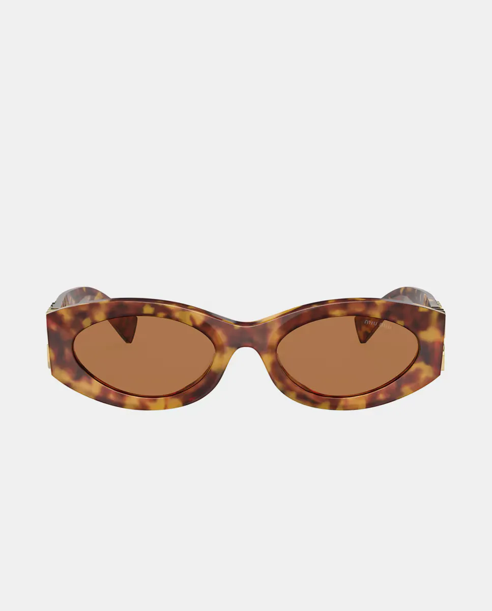 

Женские овальные солнцезащитные очки из ацетата havana Miu Miu, коричневый