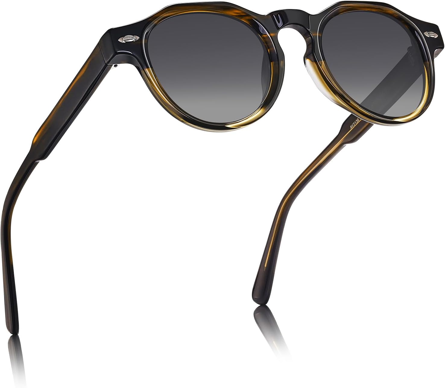 

Поляризованные мужские солнцезащитные очки AVAWAY круглой формы, итальянский ацетат, защита от УФ-излучения, ретро, ​​маленькие солнцезащитные очки, модные солнцезащитные очки AV2136, C12: Cappuccino / Gradient Grey Lens