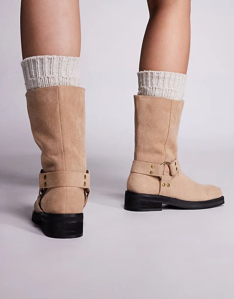 Мотоботы Public Desire Sienna из искусственной замши песочного цвета — фото 4