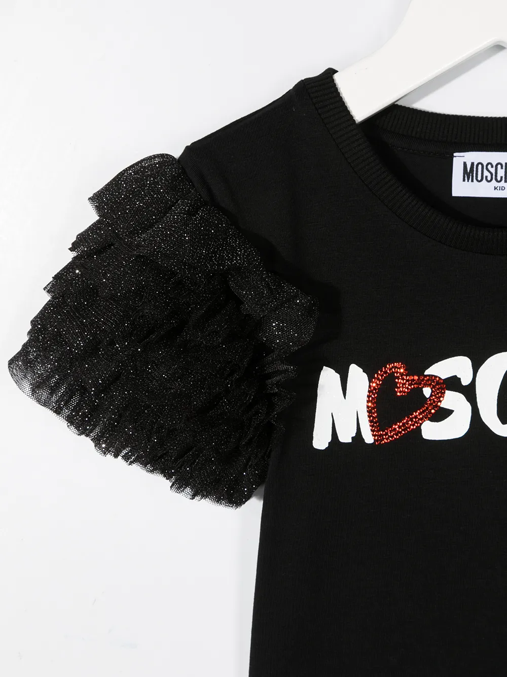 Футболка с оборками Moschino Kids, черный — фото 3