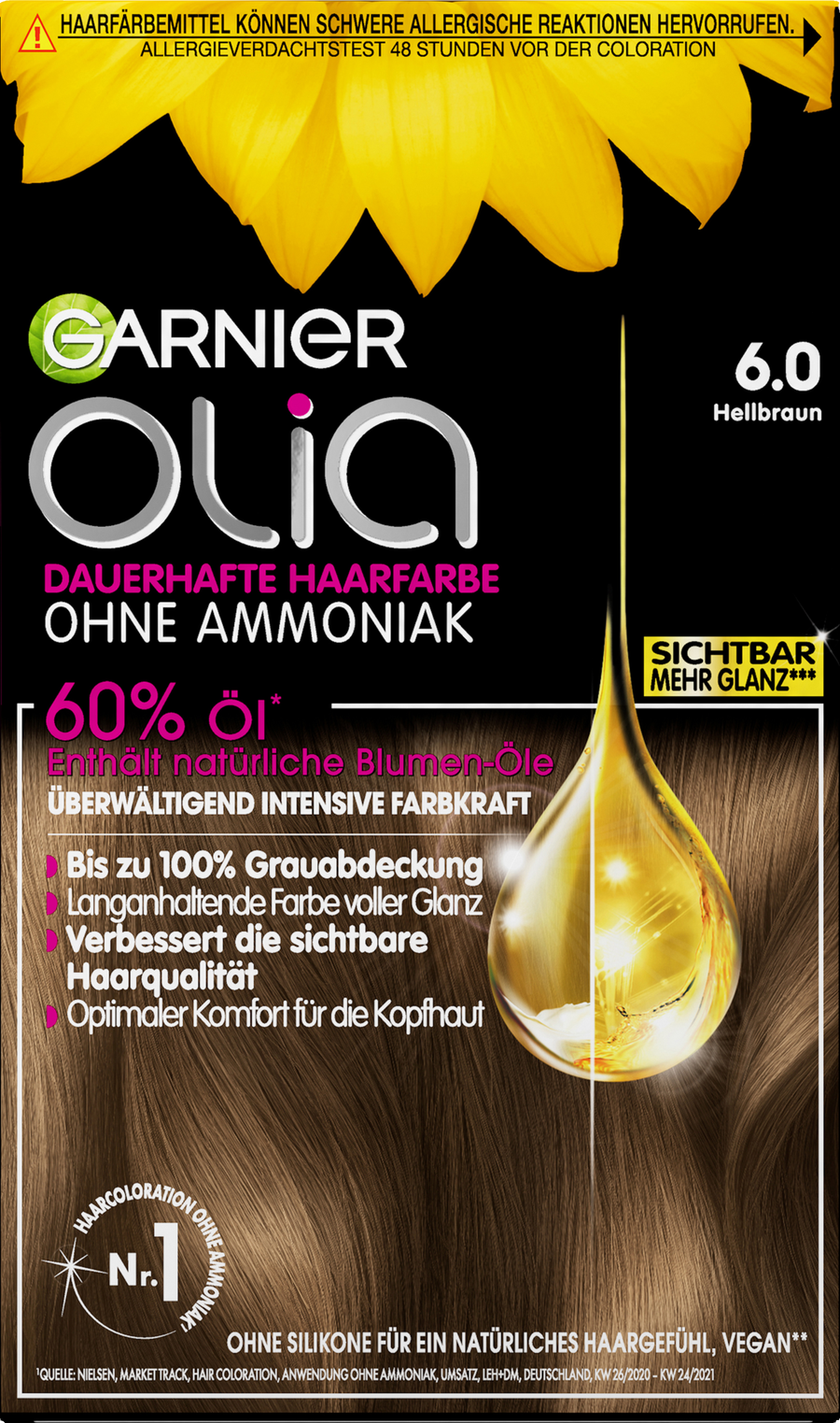 

Краска для волос Garnier Olia Dauerhafte Haarfarbe Coloration 6.0 Hellbraun