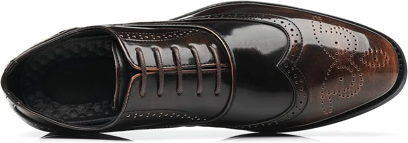 

Мужские туфли Santimon Oxfords с классическим гладким носком, кожаной подкладкой, шнуровкой, дышащие, для официального и делового стиля, бронза