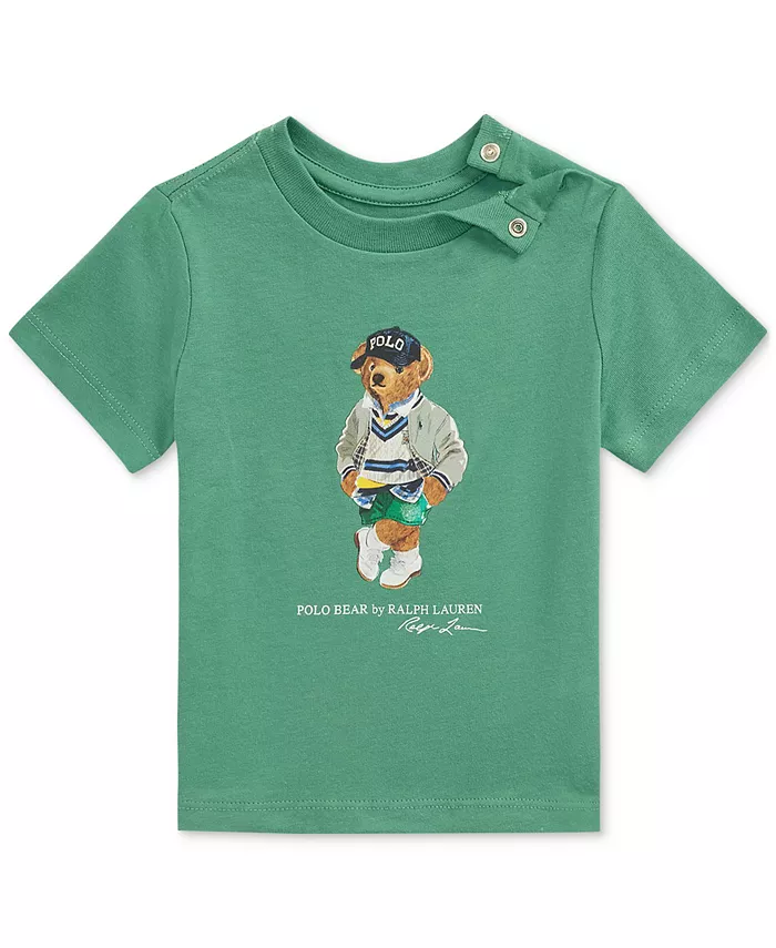 

Детская хлопковая футболка с медведем Baby Boys Cotton Polo Bear Tee Polo Ralph Lauren, зеленый