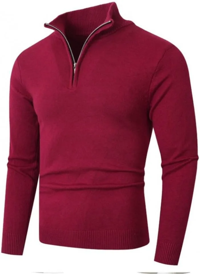 Мужской полузастегивающийся вязаный свитер Fall Winter Solid Color Casual Warm Soft Pullover