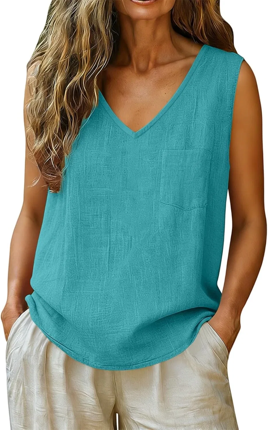 Женский топ без рукавов, свободный крой, Mint Green