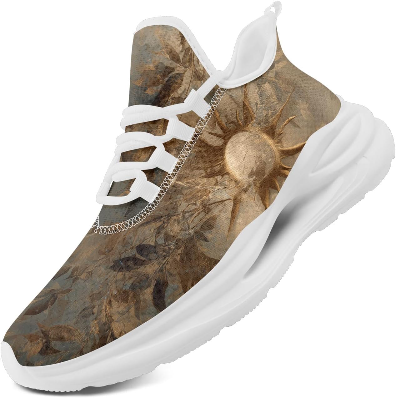 

Легкие кроссовки AWSOLE с принтом Солнце, Луна, Звезда для женщин и мужчин, дышащая сетка, для бега и ходьбы, модные, комфортные тренировочные, белый/коричневый/бежевый