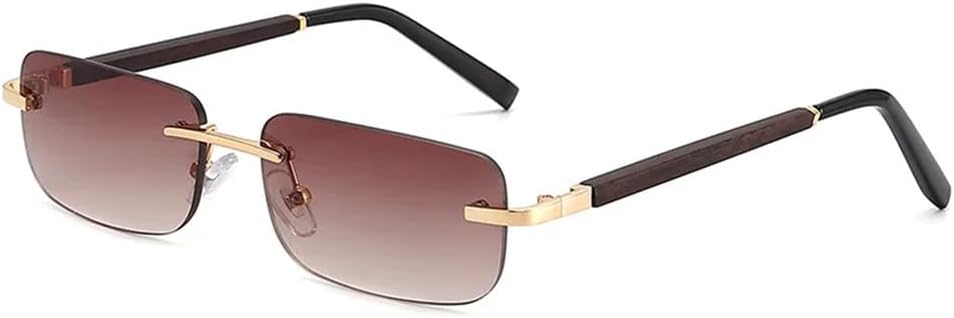 

Солнцезащитные очки без оправы для женщин и мужчин, ретро-очки прямоугольной формы, защита от УФ-излучения UV400, очки для вождения, солнцезащитные очки с градиентным переходом цвета без оправы KTUCN, Tea