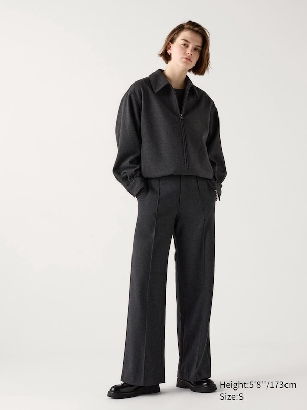 

Широкие брюки из матового джерси длинные Uniqlo, серый
