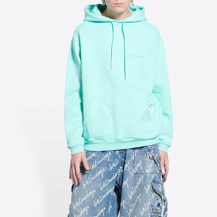 Худи Balenciaga Logo Hoodie Medium Fit 'Terquesa', зеленый — фото 3