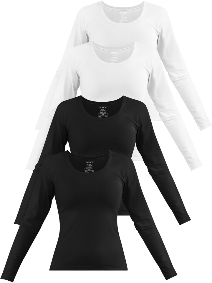 

Лонгслив Janice 4 x Damen Langarmshirt Nimes, цвет Schwarz/Weiß